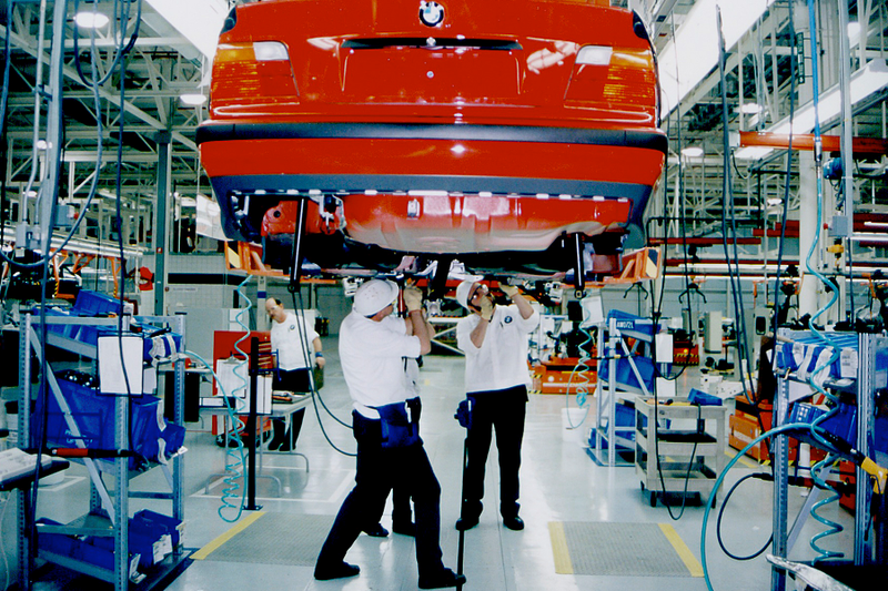 In this 1990s file photo, South Carolina workers complete a 3 Series sedan.